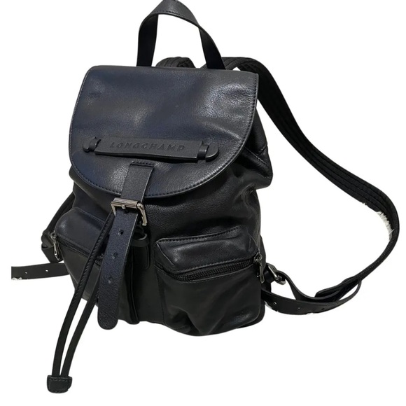 Like NEW Leather Longchamp 3D Backpack Black - Picture 2 of 6